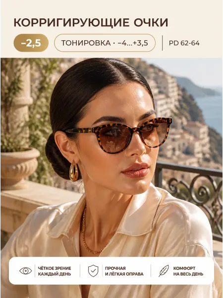 Marcello Очки корригирующие, с тонировкой, диоптрия -2.5