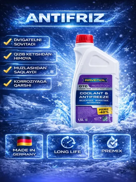 RAVENOL OTC Protect C12+ Антифриз -40°C (Premix) 1.5L (Antifreeze)