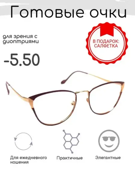 FarSi Готовые очки для зрения -5.50, корригирующие с диоптриями
