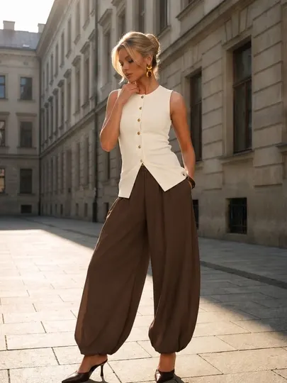 AishazaR женские брюки аладдинка, султанка, oversize, размер 44-58, летние брюки, M-XXXL