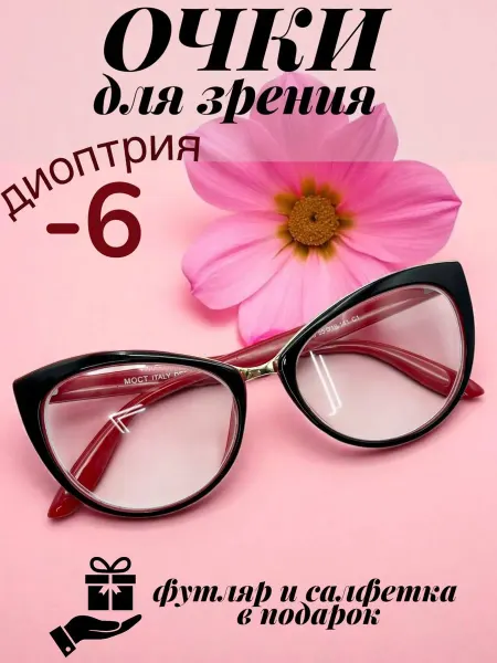 Disamglass С диоптриями очки для зрения -6 минус готовые лисички