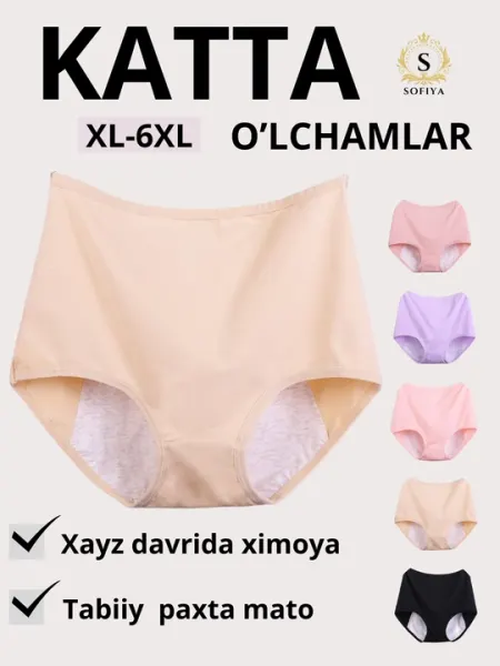 Трусы большого размера, для менструального цикла, хлопковые, XL-6XL