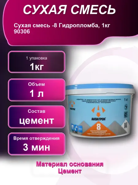 Сухая смесь -8 Гидропломба 1кг 90306