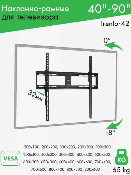 VLK Кронштейн для телевизора 40"-90" настенный TRENTO-42