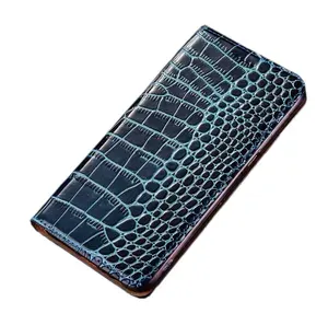 Чехол-книжка MyPads Premium для Samsung Galaxy A71 SM-A715F (2020) из качественной импортной натуральной кожи теленка, с фактурной прошивкой рельефа кожи крокодила экзотический, синий
