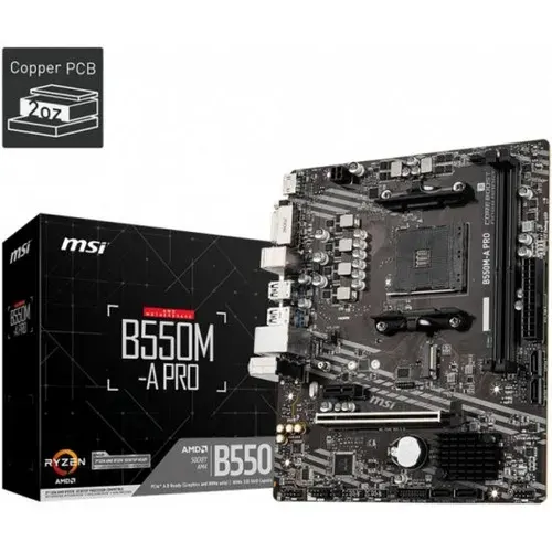 Материнская плата AM4, 2*DDR4, M-ATX, MSI B550M-A PRO