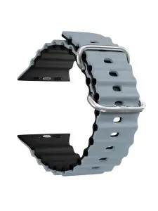 Силиконовый ремешок для Apple Watch 44/45/46/49 mm Caweon DSJ-44-42-BKGr Gray/Black