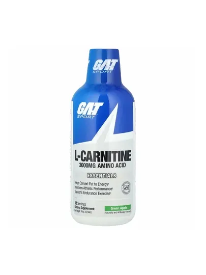 L-Carnitine 3000 mg GAT Sport Green Apple, жидкий карнитин, 473 мл, 32 порции