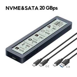 Внешний корпус бокс NVME с ДИСПЛЕЕМ SSD m-key USB-C 20Gb/s M2 контейнер кейс case