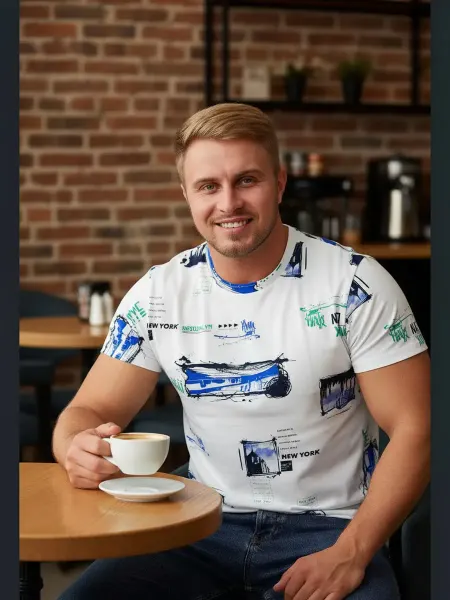 M-MOSES Футболка с принтом хлопок