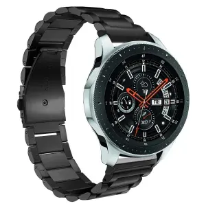 Сменный стальной ремешок MyPads для умных смарт-часов Samsung Galaxy Watch 46 mm (SM-R800) из нержавеющей стали, с раскладным замком-застежкой клипсой и тройными звеньями