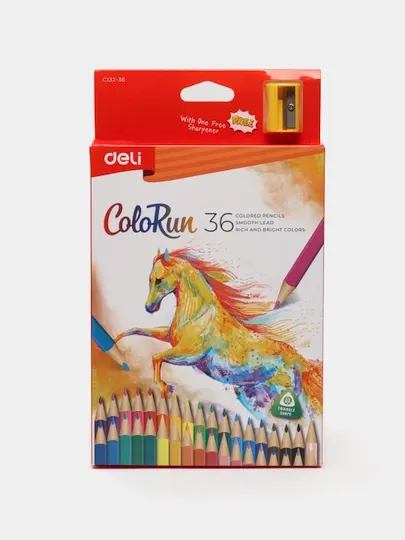 Цветные карандаши 36цв. φ8×175mm +Точилка Deli EC132-36