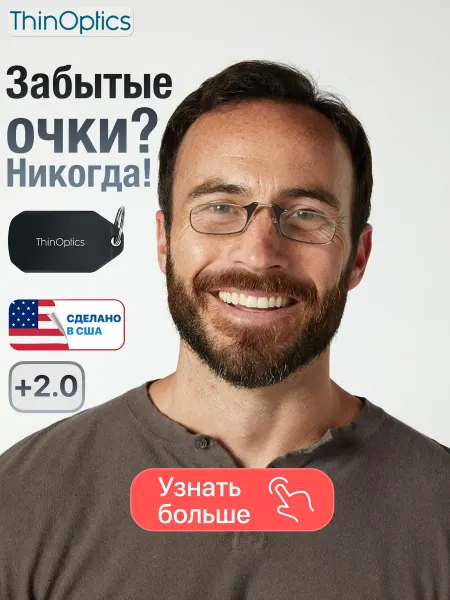ThinOptics Очки для зрения, чтения, пенсне +2.0
