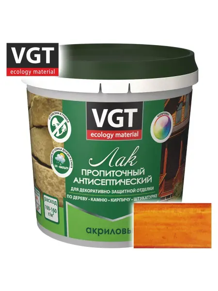 Лак акриловый с антисептиком тик 0,9кг ВГТ