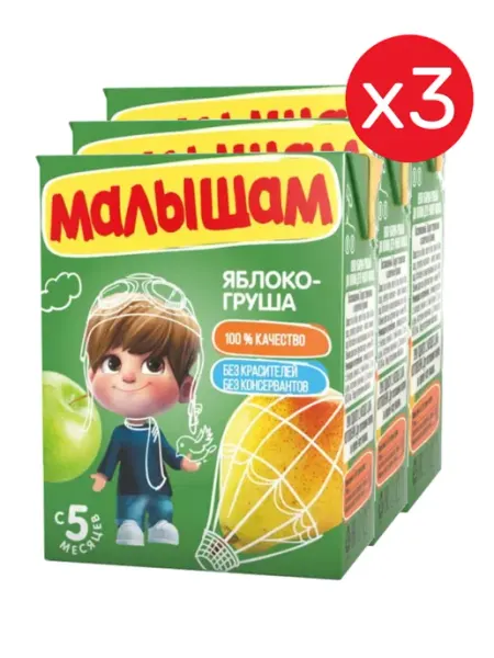 МалышАм Нектар яблоко-груша 0.2л 3 шт