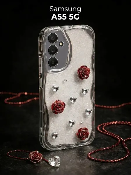 РИНОФОН Чехол с розами и кристаллами на Samsung Galaxy A55 5G