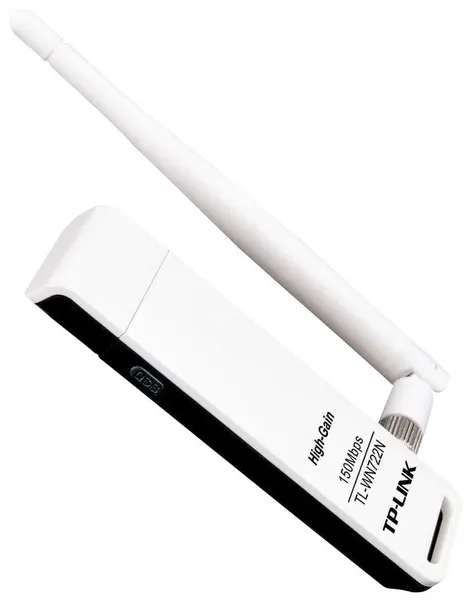 TP-Link TL-WN722N Wi-Fi USB-адаптер высокого усиления N150, до 150 Мбит/с на 2,4 ГГц, 1 внешняя антенна, USB 2.0