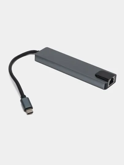 Концентратор Type-C, хаб для ноутбуков, 6 в 1 адаптер HDMI, 4K, USB 3.0, Lan rj45