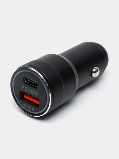 Автомобильное зарядное устройство, 1 USB, 1 Type C, 3.0 A