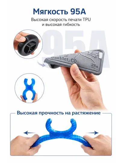 Филамент ERYONE пластик TPU 95A нить, 1,75 мм, для 3D-принтера, 0.5 кг