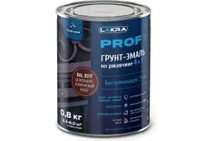 Грунт-эмаль по ржавчине 4 в 1 быстросохнущая Лакра PROF IT Шоколадно-коричневый, RAL 8017 0,8 кг