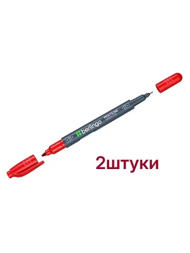 Маркер перманентный двухсторонний Berlingo "Multiline PE55" черный, 2 шт, пулевидный, 0,5/1мм