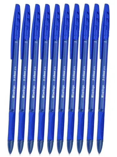 Ручка шариковая 10 шт Bеrlingo Tribase grip 1,0мм грип синяя