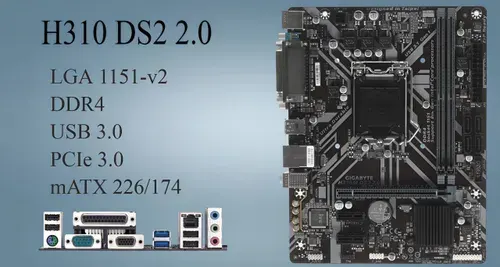 Gigabyte H310M DS2 2.0 LGA 1151V2/Socket1151v2/Процессор1151v2/Сокет1151v2, LGA 1151, LGA 1151v2, DDR4, Материнская плата
