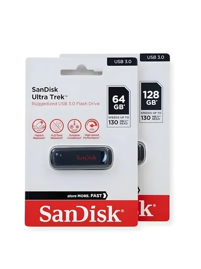 Флешка SanDisk Ultra Trek USB 3.0 64GB / 128GB, Ударо- и Влагозащита