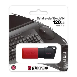 USB Флешка Flash Drive Kingston 128Gb DataTraveler Exodia M (DTXM/128GB), USB3.0, черный/красный
