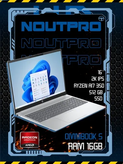 Ноутбук HP OmniBook 5 AMD Ryzen™ AI 7 350 RAM 16GB SSD 512GB 16.0″ 2K IPS