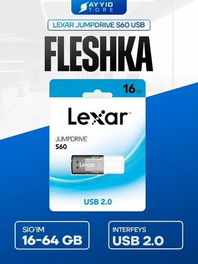 USB-флешка Lexar Flashdrive S60 2.0 — надёжный накопитель 16GB / 32GB / 64GB