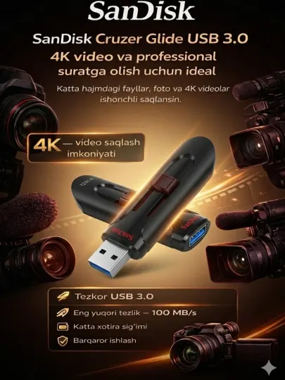 SANDISK CRUZER GLIDE 3.0 org – 16GB быстрая USB флешка