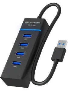 USB 3.0 концентратор, разветвитель, хаб GSMIN B30 на 1x USB 3.0 + 3x USB 2.0 переходник, адаптер до 5 Гбит/с (20 см) (Черный)