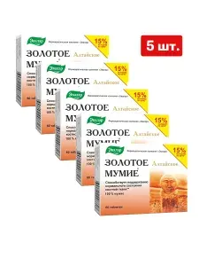 БАД Золотое Мумие Алтайское очищенное, табл №60 по 0,2г, 5шт