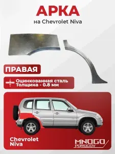 Задняя правая арка на Chevrolet Niva внедорожник 5 дверей 2002-2019 оцинкованная сталь, толщина 0,8 мм (Шевроле Нива), . кузовной ремонт.