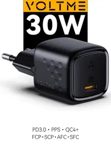 Зарядное устройство VOLTME Revo 30C GaN, 30 Вт W / Блок питания USB Type C PD 3.0, QC4+, AFC, SFC / Быстрая зарядка для телефона Samsung Xiaomi и др, сетевой адаптер на планшет, черный Online Box