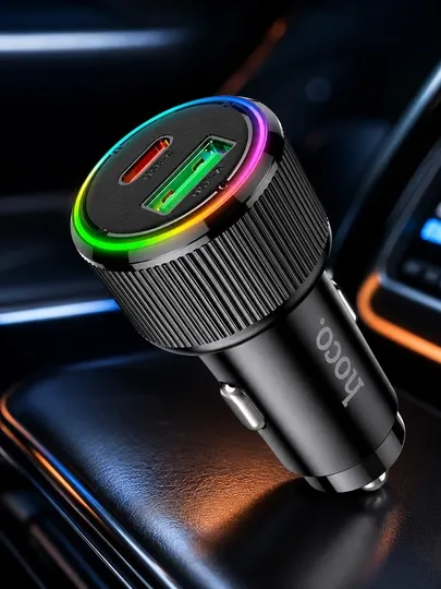 Автомобильное зарядное Hoco NZ14A 38W, USB-C PD + USB-A QC 3.0