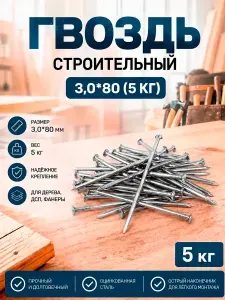Гвозди строительные 3.0 х 80 мм. 50 шт