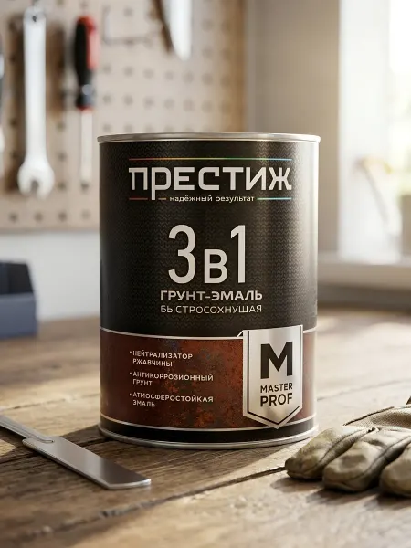 Престиж Грунт-эмаль 3в1 по ржавчине шоколадная 0.9 кг