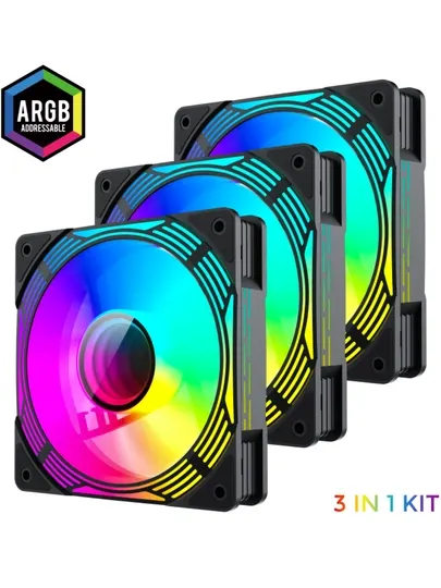 Набор вентиляторов GameMax KF300 3×120 мм ARGB с V4.0 HUB и пультом управления