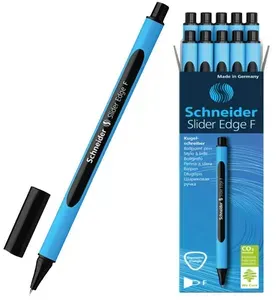 Ручка шариковая SCHNEIDER "Slider Edge F", ЧЕРНАЯ, трехгранная, узел 0,8 мм, линия письма 0,4 мм,10 штук в упаковке