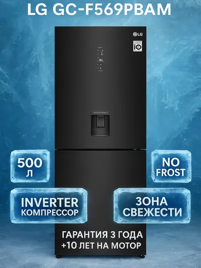 Холодильник LG GC-F569PBAM, 446 литров, INVERTER, DoorCooling+, Fresh 0 Zone