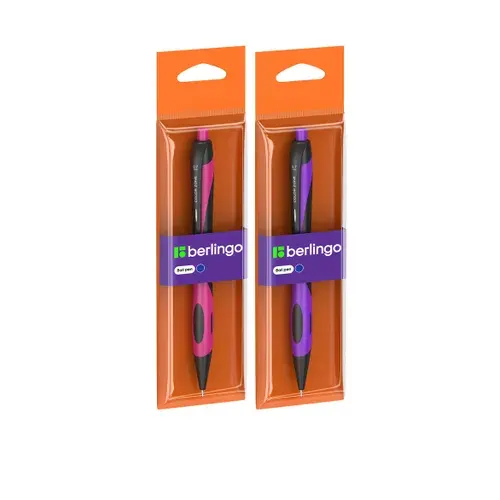 Ручка шариковая автоматическая Berlingo Color Zone, синяя, 0,7 мм, 2 штуки