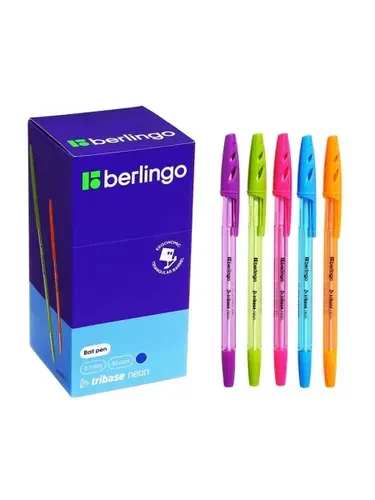 Ручка шариковая 15 шт Bеrlingo "Tribase Neon",0.7мм
