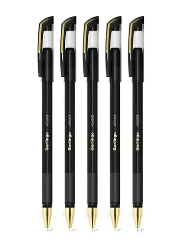 Ручка шариковая 5 шт Bеrlingo "xGold" черная, 0,7мм