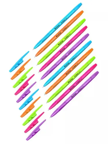 Ручка шариковая "Tribase Neon" синяя, 0,7 мм, 10 шт