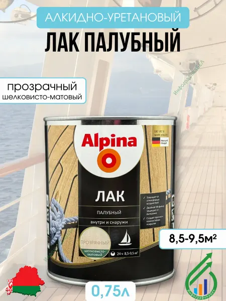 Alpina - ЛКМ Лак яхтный Палубный шелковисто-матовый 0.75