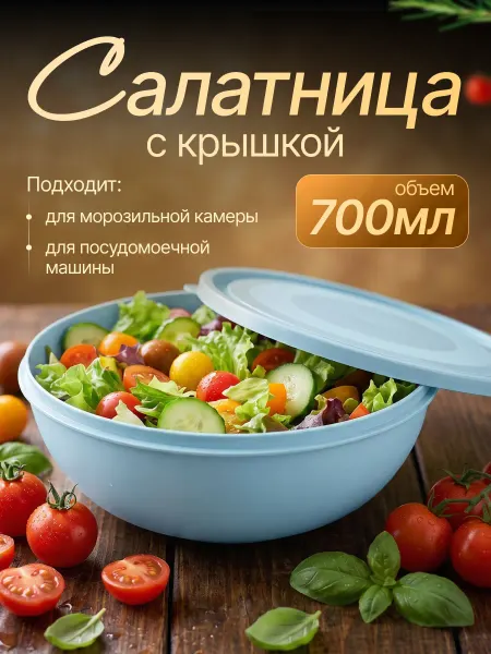 ELF plast Салатник пластиковый с крышкой 0,7 л