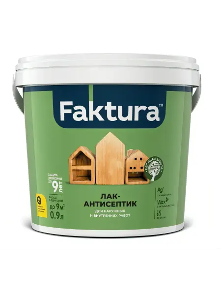 FAKTURA Водорастворимый лак-антисептик беленый дуб 0.9л